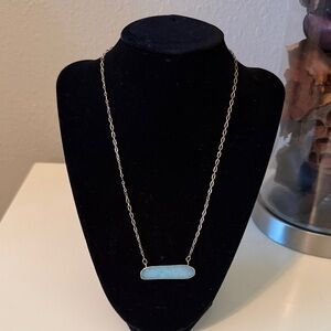 Elegant Chain Necklace with Aqua Blue Bar Pendant